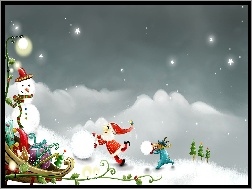 Bałwan, Boże Narodzenie, Świąteczne, Mikołaj