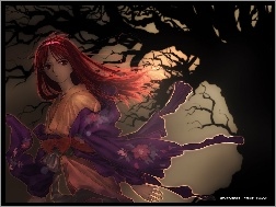 drzewo, Shingetsutan Tsukihime, czerwone włosy