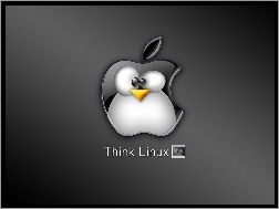 grafika, Linux, jabłko, pingwin