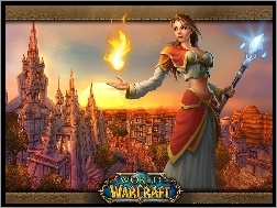 ogień, kobieta, World Of Warcraft, fantasy