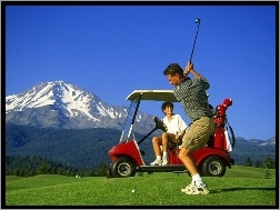 samochodzik, piłka do golfa , Sportowe Golf, kij golfowy