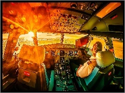 Słońca, Pilot, Kabina, Samolot, Promienie