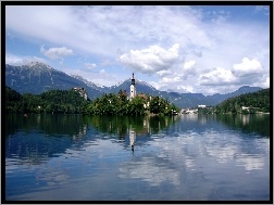 Słowenia, Jezioro, Góry, Kóściół, Bled