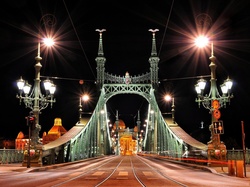 Węgry, Noc, Światła, Most, Budapeszt