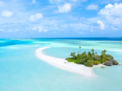 Palmy, Malediwy, Morze, Z lotu ptaka, Wyspa