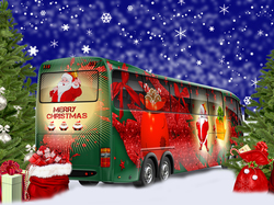 Autobus, Prezenty, Grafika, Drzewa, Świąteczny, Choinka