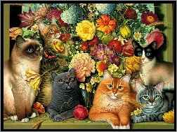 Kwiatów, Koty, Bukiet
