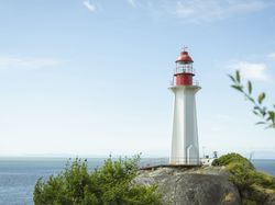 Kanada, Sheringham Point Lighthouse, Vancouver, Roślinność, Skała, Latarnia morska, Morze