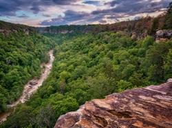 Stan Alabama, Drzewa, Skały, Rezerwat Narodowy Little River Canyon, Stany Zjednoczone, Rzeka