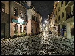 Polska, Nocą, Ulica, Budynki, Kraków
