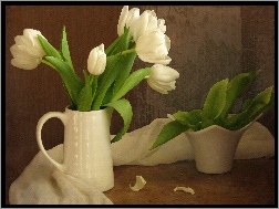 Szal, Tulipany, Białe, Porcelana